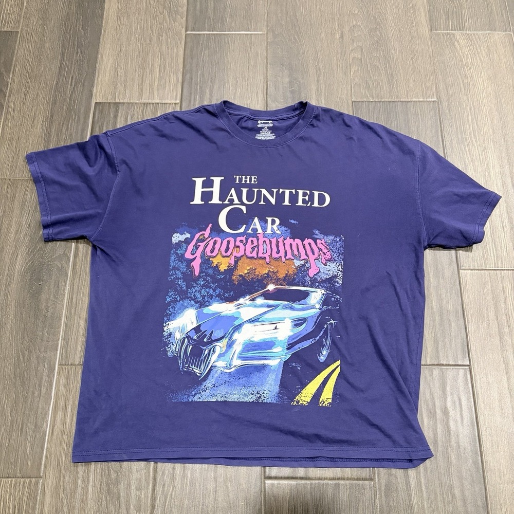 Goosebumps The Haunted Car 1999 R. L. Stine Men's Throwback T-Shirt Oversize L